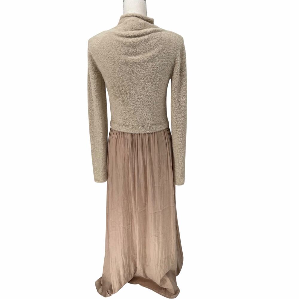 Rachel Zoe Mixed Media Sweater Maxi Dress w/ Pleated Skirt Medium - Picture 4 of 7